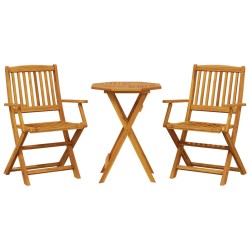 vidaXL Juego bistró pleglable 3 piezas madera maciza acacia