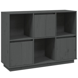 vidaXL Aparador de madera maciza de pino gris 110,5x35x80 cm