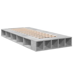 vidaXL Estructura de cama madera de ingeniería gris hormigón 90x200cm