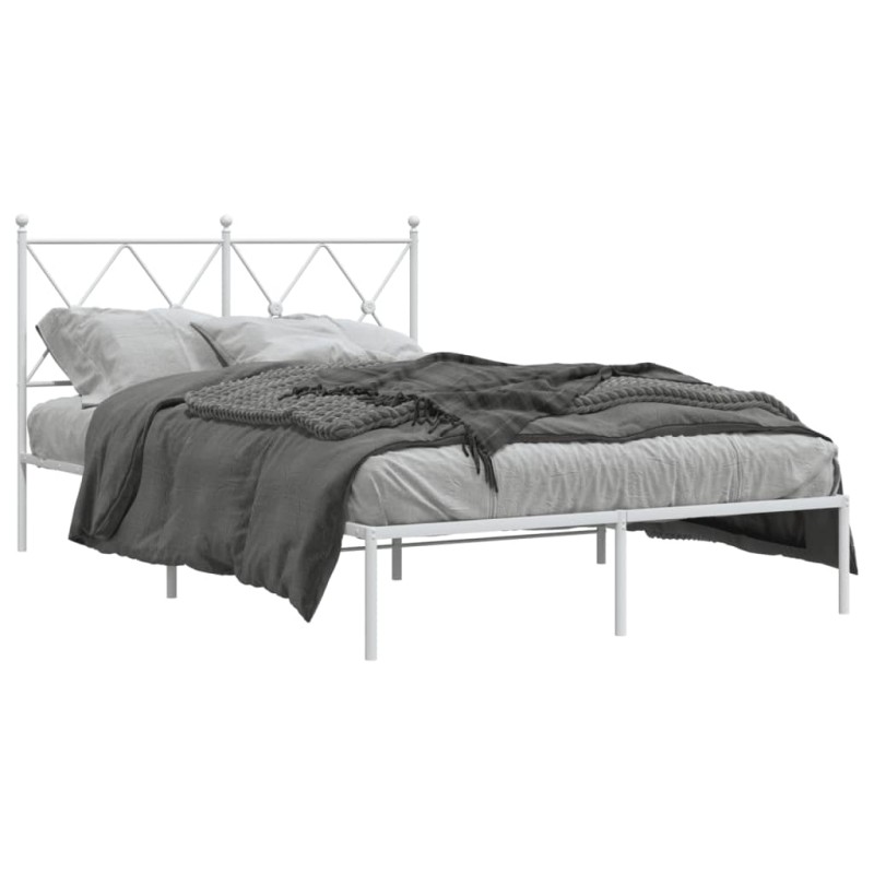 vidaXL Estructura de cama de metal con cabecero blanca 120x200 cm vidaXL Estructura de cama de metal con cabecero blanca 120x200 cm
