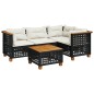vidaXL Set de muebles de jardín 5 pzas y cojines ratán sintético negro