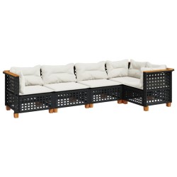 vidaXL Set de muebles de jardín 5 pzas y cojines ratán sintético negro