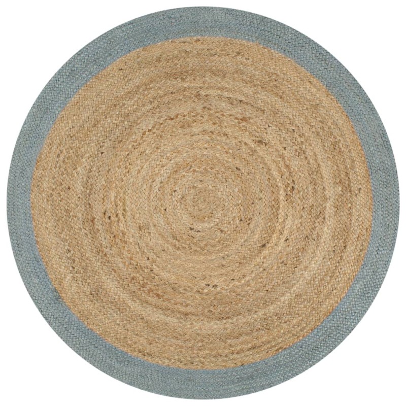 vidaXL Alfombra hecha a mano de yute con borde verde oliva 120 cm vidaXL Alfombra hecha a mano de yute con borde verde oliva 120 cm