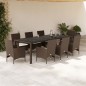 vidaXL Set comedor jardín 9 pzas cojines ratán sintético vidrio marrón