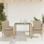 vidaXL Set comedor jardín 3 pzas cojines ratán sintético vidrio beige vidaXL Set comedor jardín 3 pzas cojines ratán sintético vidrio beige
