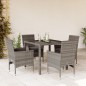 vidaXL Set comedor jardín 5 pzas y cojines ratán sintético vidrio gris