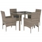 vidaXL Set comedor jardín 5 pzas y cojines ratán sintético vidrio gris