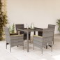 vidaXL Set comedor jardín 5 pzas y cojines ratán sintético vidrio gris vidaXL Set comedor jardín 5 pzas y cojines ratán sintético vidrio gris