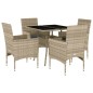 vidaXL Set comedor jardín 5 pzas y cojines ratán PE vidrio gris claro vidaXL Set comedor jardín 5 pzas y cojines ratán PE vidrio gris claro