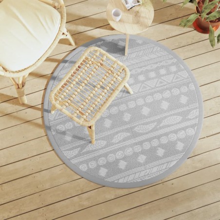 vidaXL Alfombra de exterior PP gris Ø120 cm