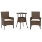 vidaXL Set comedor jardín 3 pzas cojines ratán sintético vidrio marrón vidaXL Set comedor jardín 3 pzas cojines ratán sintético vidrio marrón