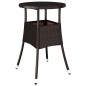 vidaXL Set comedor jardín 3 pzas cojines ratán sintético vidrio marrón vidaXL Set comedor jardín 3 pzas cojines ratán sintético vidrio marrón