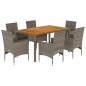 vidaXL Set de comedor jardín 7 pzas con cojines ratán PE acacia gris vidaXL Set de comedor jardín 7 pzas con cojines ratán PE acacia gris