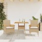 vidaXL Set de comedor jardín 3 pzas con cojines ratán PE acacia beige vidaXL Set de comedor jardín 3 pzas con cojines ratán PE acacia beige