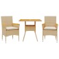 vidaXL Set de comedor jardín 3 pzas con cojines ratán PE acacia beige vidaXL Set de comedor jardín 3 pzas con cojines ratán PE acacia beige