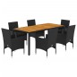 vidaXL Set de comedor jardín 7 pzas con cojines ratán PE acacia negro vidaXL Set de comedor jardín 7 pzas con cojines ratán PE acacia negro