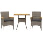 vidaXL Set de comedor jardín 3 pzas con cojines ratán PE acacia gris vidaXL Set de comedor jardín 3 pzas con cojines ratán PE acacia gris