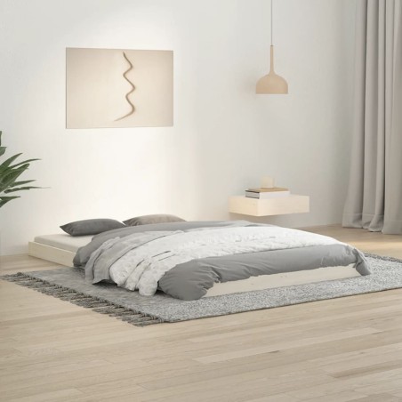 vidaXL Estructura de cama madera maciza de pino blanco 120x190 cm