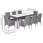 vidaXL Set de comedor jardín 9 pzas con cojines ratán PE acacia beige vidaXL Set de comedor jardín 9 pzas con cojines ratán PE acacia beige