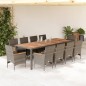 vidaXL Set comedor jardín 11 pzas cojines ratán sintético acacia gris vidaXL Set comedor jardín 11 pzas cojines ratán sintético acacia gris