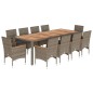 vidaXL Set comedor jardín 11 pzas cojines ratán sintético acacia gris vidaXL Set comedor jardín 11 pzas cojines ratán sintético acacia gris