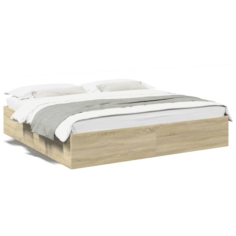 vidaXL Estructura de cama madera de ingeniería roble Sonoma 180x200 cm