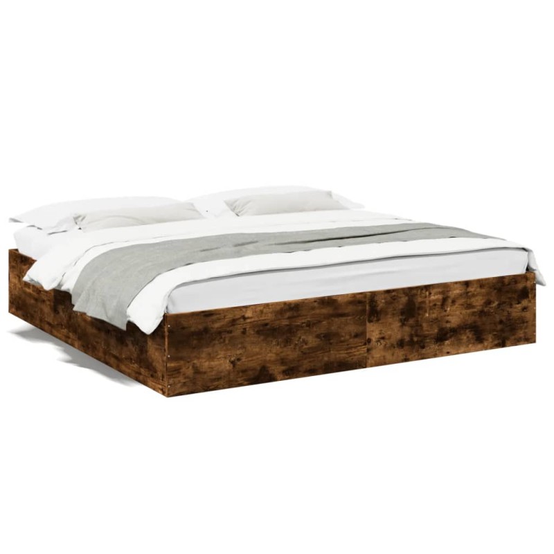 vidaXL Estructura de cama madera de ingeniería roble ahumado 180x200cm vidaXL Estructura de cama madera de ingeniería roble ahumado 180x200cm