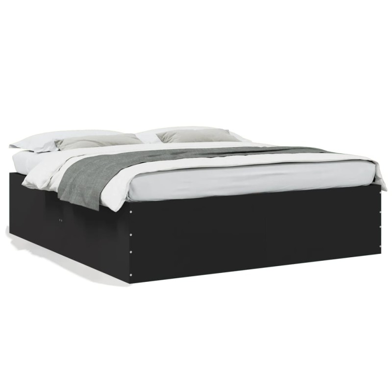 vidaXL Estructura de cama madera de ingeniería negra 180x200 cm