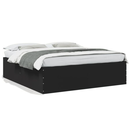 vidaXL Estructura de cama madera de ingeniería negra 180x200 cm