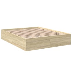 vidaXL Estructura de cama madera de ingeniería roble Sonoma 150x200 cm