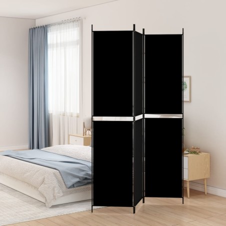 vidaXL Biombo divisor de 3 paneles de tela negro 150x220 cm