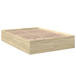 vidaXL Estructura de cama madera de ingeniería roble Sonoma 135x190 cm