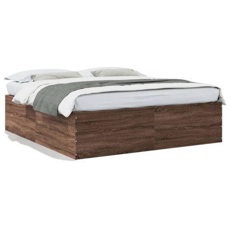 vidaXL Estructura de cama madera de ingeniería marrón roble 180x200 cm
