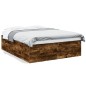 vidaXL Estructura de cama madera de ingeniería roble ahumado 150x200cm vidaXL Estructura de cama madera de ingeniería roble ahumado 150x200cm
