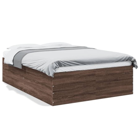 vidaXL Estructura de cama madera de ingeniería marrón roble 140x200 cm
