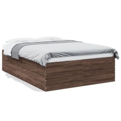 vidaXL Estructura de cama madera de ingeniería marrón roble 140x190 cm