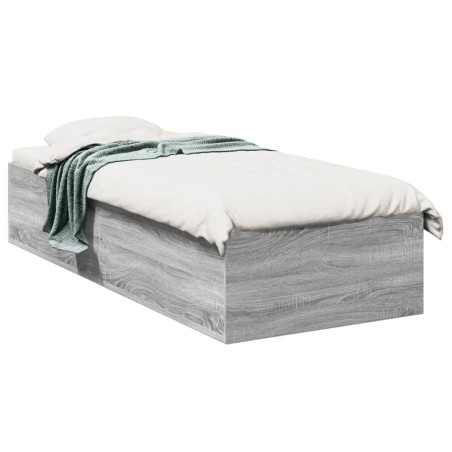vidaXL Estructura de cama madera de ingeniería gris Sonoma 90x200 cm