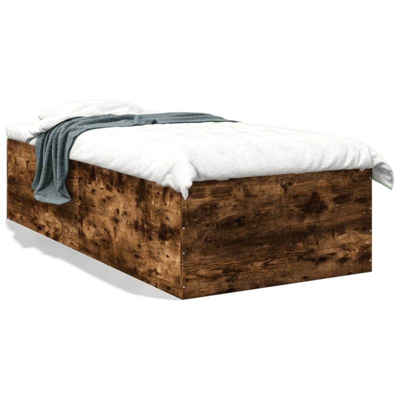 vidaXL Estructura de cama madera de ingeniería roble ahumado 90x190 cm vidaXL Estructura de cama madera de ingeniería roble ahumado 90x190 cm