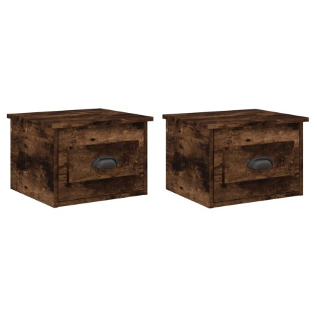 vidaXL Mesita de noche de pared 2 uds color roble ahumado 41,5x36x28cm