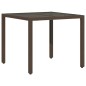 vidaXL Set comedor jardín 3 pzas cojines ratán sintético vidrio marrón vidaXL Set comedor jardín 3 pzas cojines ratán sintético vidrio marrón