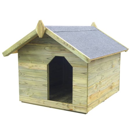 vidaXL Casa de perros de jardín tejado abierto madera pino impregnada