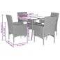 vidaXL Set comedor jardín 5 pzas cojines ratán sintético vidrio marrón