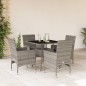 vidaXL Set comedor jardín 5 pzas y cojines ratán sintético vidrio gris vidaXL Set comedor jardín 5 pzas y cojines ratán sintético vidrio gris