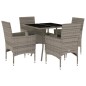 vidaXL Set comedor jardín 5 pzas y cojines ratán sintético vidrio gris vidaXL Set comedor jardín 5 pzas y cojines ratán sintético vidrio gris