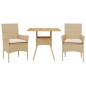 vidaXL Set de comedor jardín 3 pzas con cojines ratán PE acacia beige vidaXL Set de comedor jardín 3 pzas con cojines ratán PE acacia beige