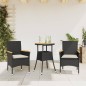 vidaXL Set de comedor jardín 3 pzas con cojines ratán PE acacia negro vidaXL Set de comedor jardín 3 pzas con cojines ratán PE acacia negro