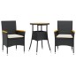 vidaXL Set de comedor jardín 3 pzas con cojines ratán PE acacia negro vidaXL Set de comedor jardín 3 pzas con cojines ratán PE acacia negro