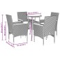 vidaXL Set comedor jardín 5 pzas cojines ratán sintético vidrio negro vidaXL Set comedor jardín 5 pzas cojines ratán sintético vidrio negro