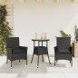 vidaXL Set de comedor jardín 3 pzas con cojines ratán PE acacia negro vidaXL Set de comedor jardín 3 pzas con cojines ratán PE acacia negro