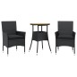 vidaXL Set de comedor jardín 3 pzas con cojines ratán PE acacia negro vidaXL Set de comedor jardín 3 pzas con cojines ratán PE acacia negro